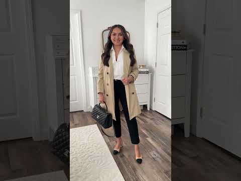 Get ready with me! Trench coat. Jeans outfit. Office...