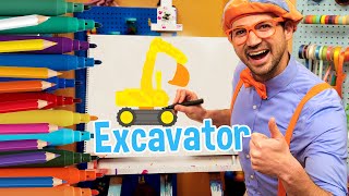 How To Draw An Excavator | Draw with Blippi! | Kids Art Videos | Drawing Tutorial