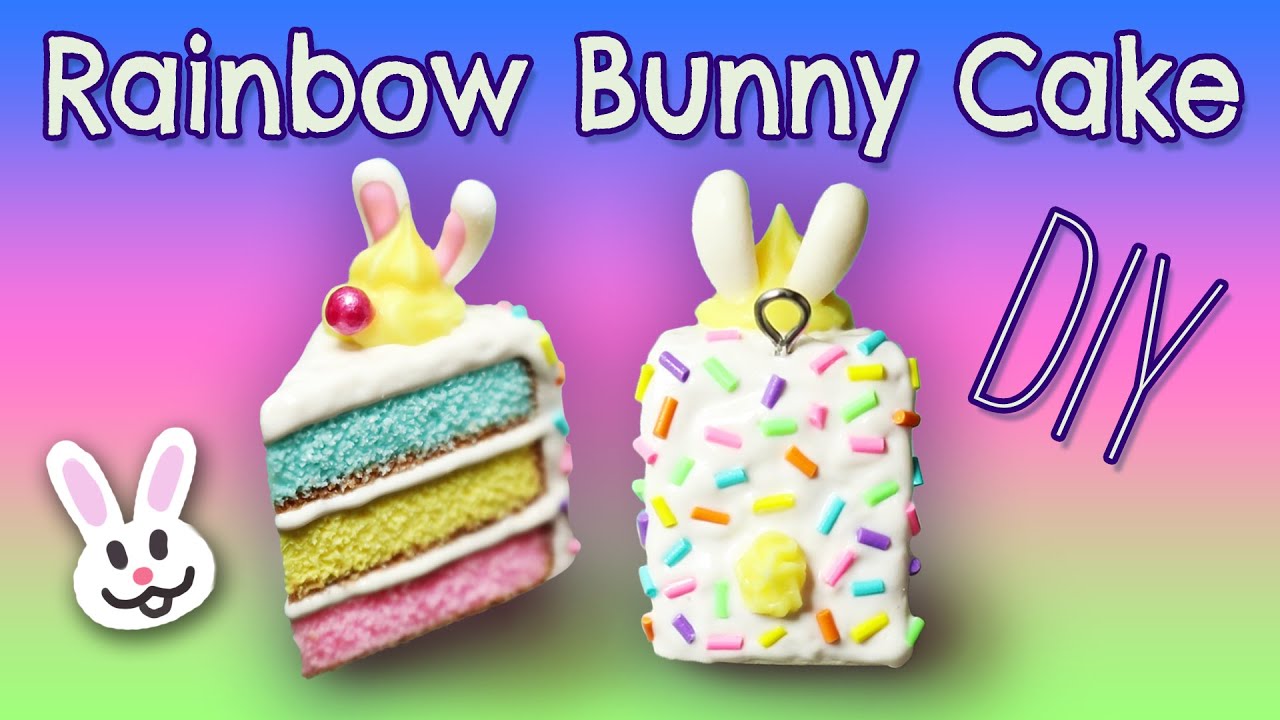 Polymer clay Easter Bunny Cake Necklace Tutorial