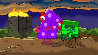 Numberblocks 4 6 are Cry Together Near Their Burnt Block House l Numberblocks fanmade coloring story