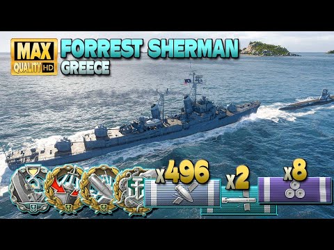 Destroyer Forrest Sherman: DAKKA terror on map Greece - World of Warships