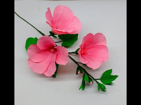 How to make Crepe Paper Flowers Rose Mallow / Lavatera Rosea (flower # 259)