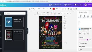 How to make a Sonic Party Birthday Invitation Editable Template step by step on www.bobotemp.com