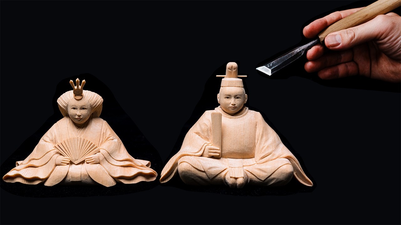 Breathing Life into Wood: Carving Traditional Japanese Hina Dolls(Imperial Prince and Princess)