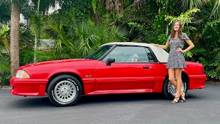 1990 Ford Mustang GT Convertible - 5 Speed Manual, 5L V8, Bright Red Exterior & White Interior