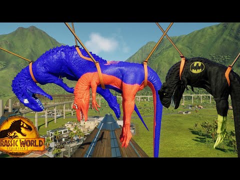 Jurassic World Evolution 2 T-Rex Colors Pack vs Indominus Rex vs Carnotaurus Dinosaurs Fight