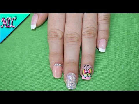 DECORACIÓN DE UÑAS MARIPOSA Y PIEDRAS♥ – BUTTERFLY NAIL ART – COMO HACER MARIPOSA EN LAS UÑAS – NLC