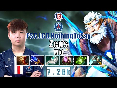 Zeus Mid | PSG.LGD.NothingToSay | EZ SPAM SKILLS NO CD | 7.28b Gameplay Highlights