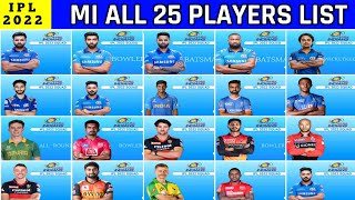 Mumbai indians 2022 squad | MI all 25 players full list | mumbai indians Squad after auction 2022