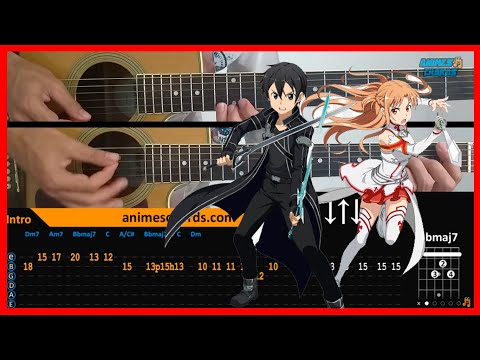 Sword Art Online OP - Crossing Field | Acoustic Guitar Lesson [Tutorial + TAB + CHORDS]