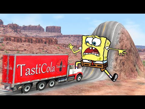 Please No ! Cars  crashes Spongebob vs Giant Bulge  Epic High Speed Jumps 🚓 BeamNG Drive Car Crashes