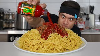 The Spiciest Spaghetti EVER...(ft. Whole bottle of &#39;Da Bomb&#39;)