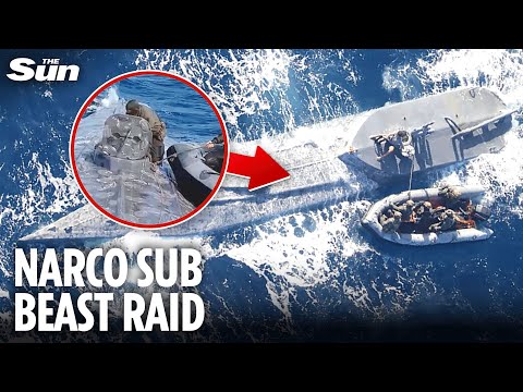 Moment cops RAID narco sub in the middle of the ocean and find mega drugs haul