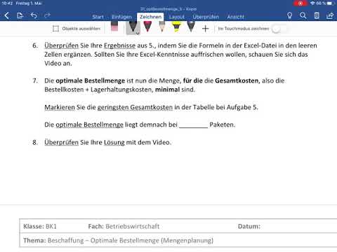Optimale Bestellmenge: Ermittlung