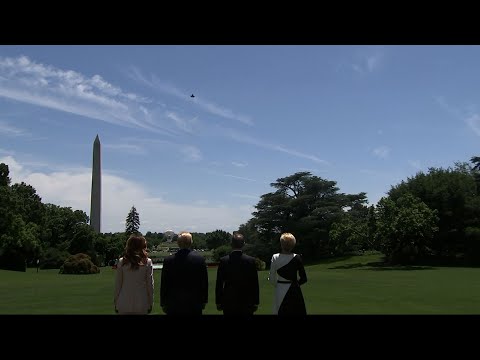 President Donald Trump and Polish President Andrzej Duda watched an F-35 fighter jet fly over the White House grounds Wednesday. The flyover was planned as Poland considers buying more than 30 F-35 Joint Strike Fighter jets. (June 12)