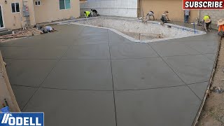 Creating a Stunning Diamond Grid Concrete Design for a Pool Deck