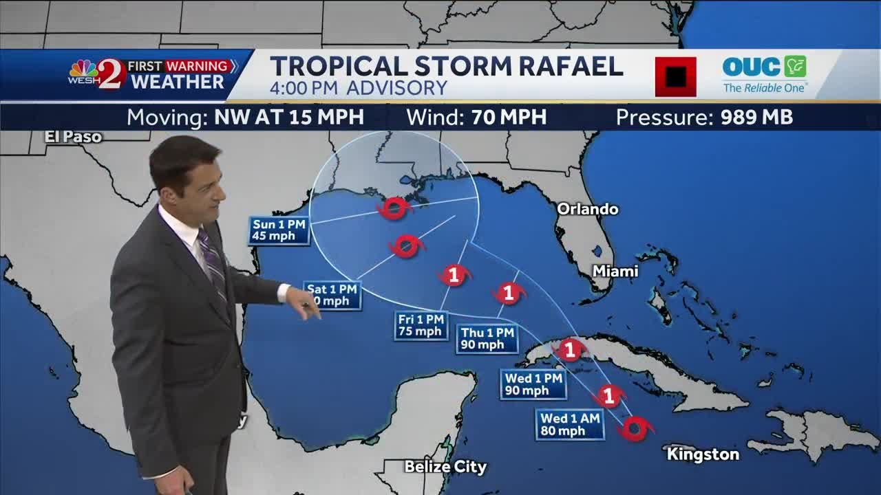 Tropical Storm Rafael nears hurricane strength