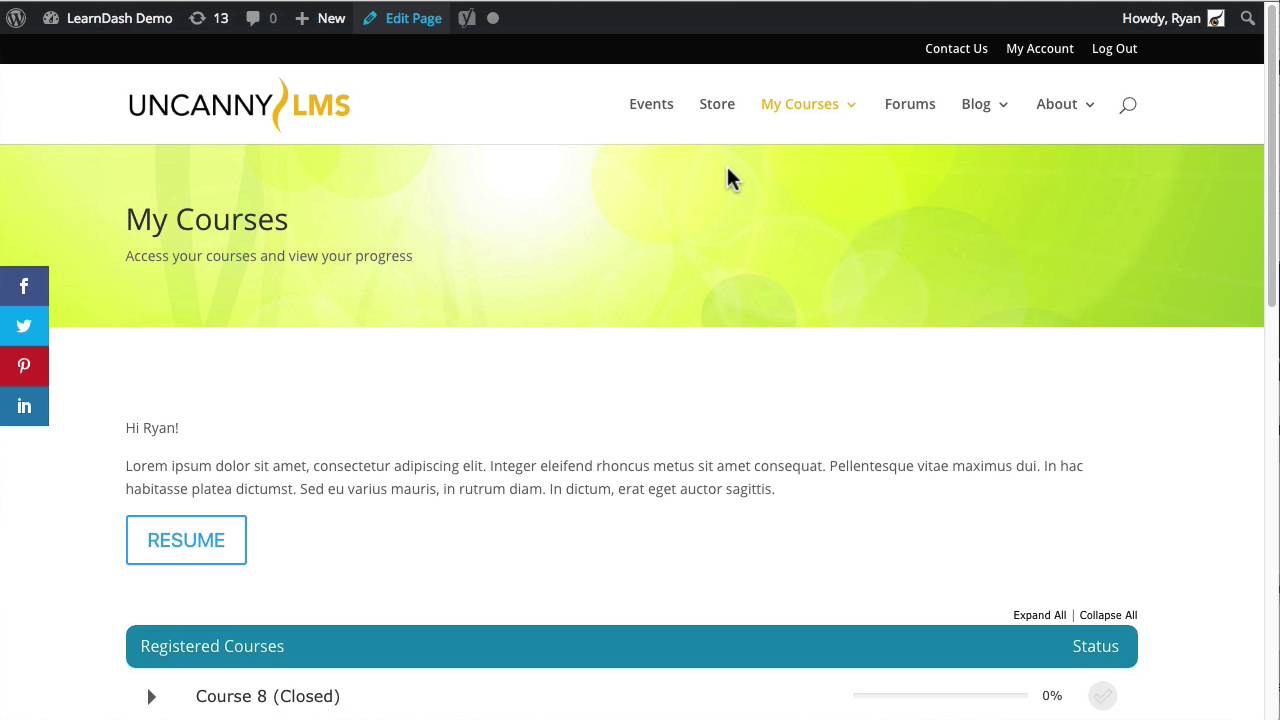 LearnDash Course Dashboard