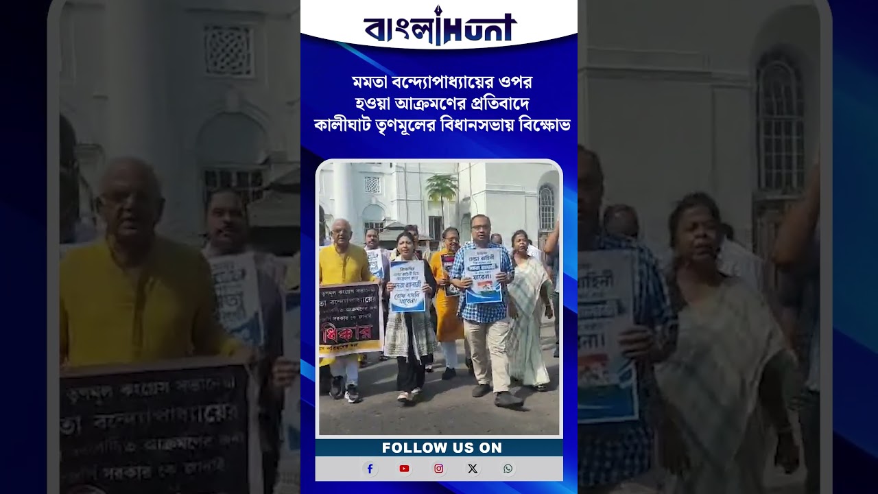 মমতা বন্দ্যোপাধ্যায়ের ওপর হওয়া আক্রমণের প্রতিবাদে কালীঘাট তৃণমূলের বিধানসভায় বিক্ষোভ