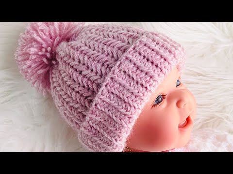 Single Crochet Herringbone Baby Hat Pattern: Super Easy for beginners w/ Measurements for all sizes