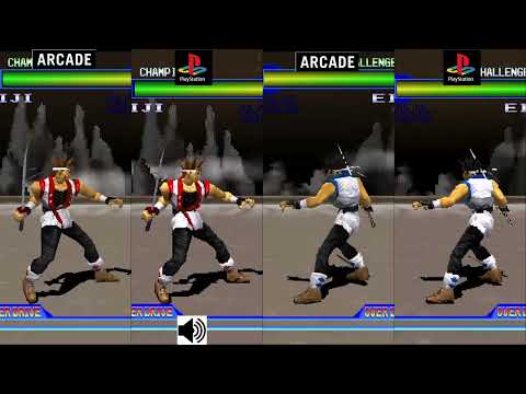 Battle Arena Toshinden 2 Eiji comparison Arcade VS PS1 Console VS Console