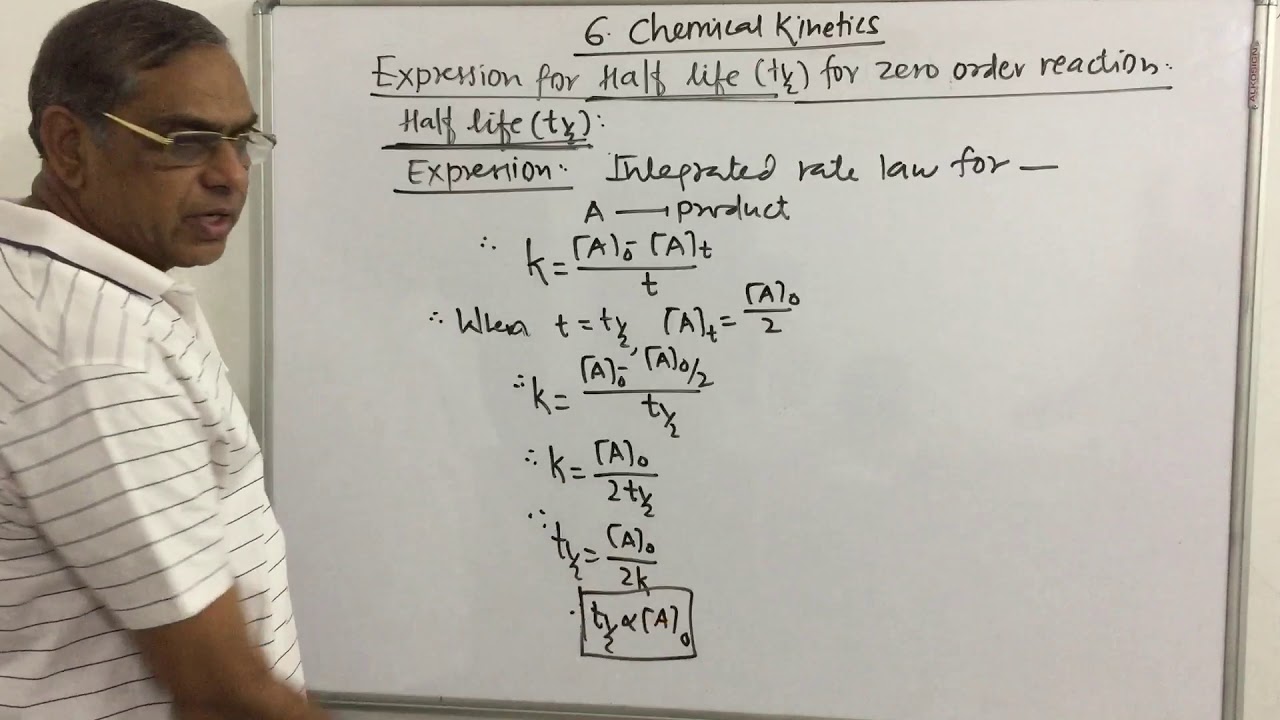 16 CHEMICAL KINETICS : HALF LIFE OF ZERO ORDER REACTION