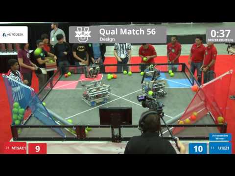 VEX Worlds 2016 - VEX U - Design - Qual 56 (MTSAC1) 90 vs 192 (UTEZ1)