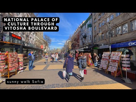 Bulgaria -Sofia and Vitosha boulevard with tourists landmarks
