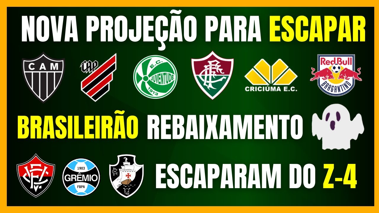 BRASILEIRÃO | VITÓRIA, GRÊMIO E VASCO ESCAPARAM | NOVA PROJEÇÃO DO REBAIXAMENTO