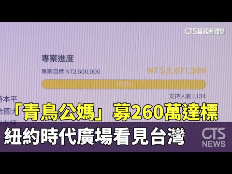 「青鳥公媽」募260萬達標　紐約時代廣場看見台灣