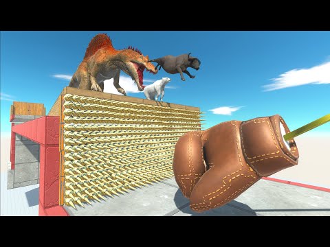 SPINO CHASE & STEEL PUNCH HIT UNITS AGAINST THE WALL OF THORNS - Animal Revolt Battle Simulator ARBS