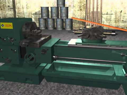 Turret lathe machine working