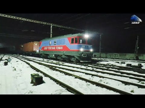 LDE2100 60-0727-7 & Tren GFR Intermodal Train in Gara Suceava Station - 10 February 2021