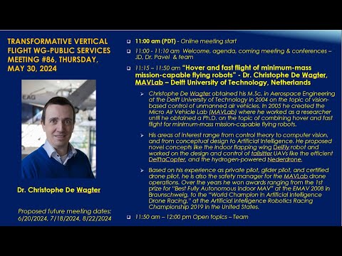 TVF WG Public Services: Dr. Christophe De Wagter, Delft University of Technology's MAVLab