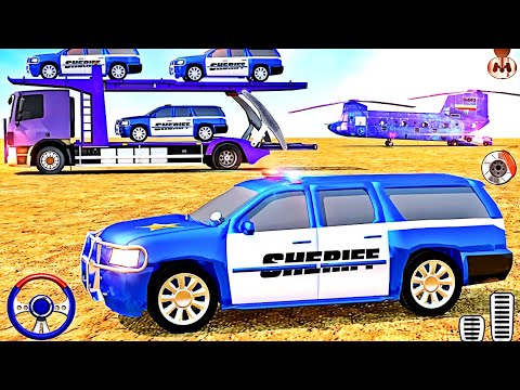 US Police Bike Car Transporter Trailer Truck Driver 3D-police truck game-police bike transport truck