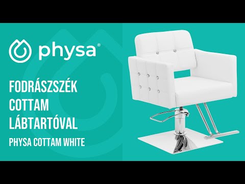 Videó - Fodrászszék Cottam lábtartóval - ülésmagasság: 45–55 cm - max. 150 kg - fehér