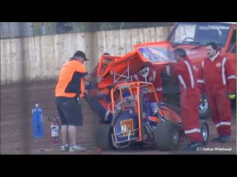 Microsprint Crash - Nowra Speedway 17-12-11