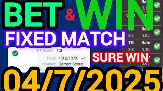 TODAY CORRECT SCORE PREDICTIONS 04/07/2025/FOOTBALL PREDICTIONS TODAY/SOCCER BETTING TIPS/SURE TIPS.