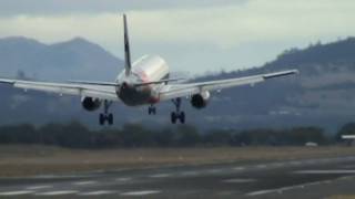 preview picture of video 'Jetstar A320 (VH-VQG) Landing & Takeoff - Hobart'