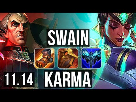 SWAIN & Varus vs KARMA & Ezreal (SUPPORT) | Rank 3 Swain, 4/3/12 | KR Grandmaster | v11.14