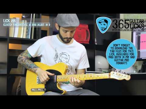 Lick 295/365 - Classy Fingerstyle 12 Bar Blues in D | 365 Guitar Licks Project