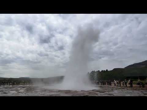 Strokkur erupting at Geysir Geothermal Area