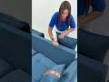 Sofá Creta Com Couro - Cor 28 Linho Azul