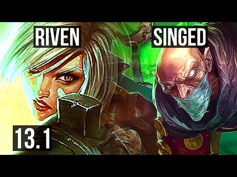 RIVEN vs SINGED (TOP) | Rank 2 Riven, 8 solo kills, 1.3M mastery, 10/3/8 | EUW Grandmaster | 13.1