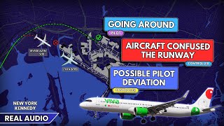 Airplane attempts to land on occupied runway at New York JFK Airport. Real ATC