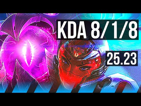 VEL'KOZ vs AKALI (MID) | 8/1/8 | EUW Master | 25.23