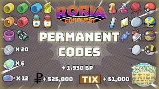 ALL PERMANENT CODES in Roria Conquest | Pokemon Brick Bronze!
