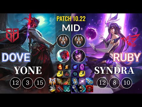SB Dove Yone vs RW Ruby Syndra Mid - KR Patch 10.22