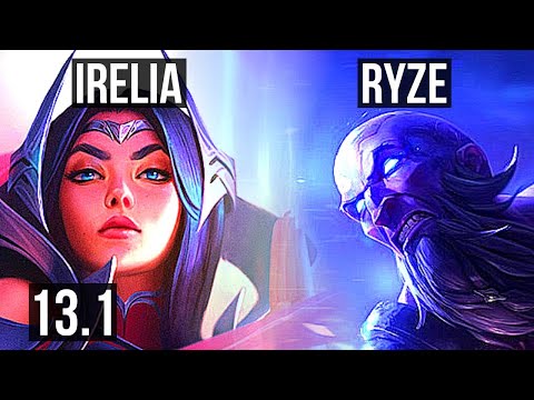 IRELIA vs RYZE (MID) | 6 solo kills, Dominating | KR Diamond | 13.1